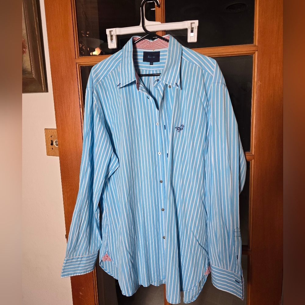 Facconable XXXL Blue Striped Men's Shirt